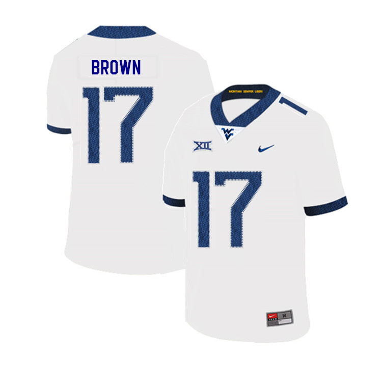 NCAA Men's Freddie Brown West Virginia Mountaineers White #17 Nike Stitched Football College 2019 Authentic Jersey ET23T44GN